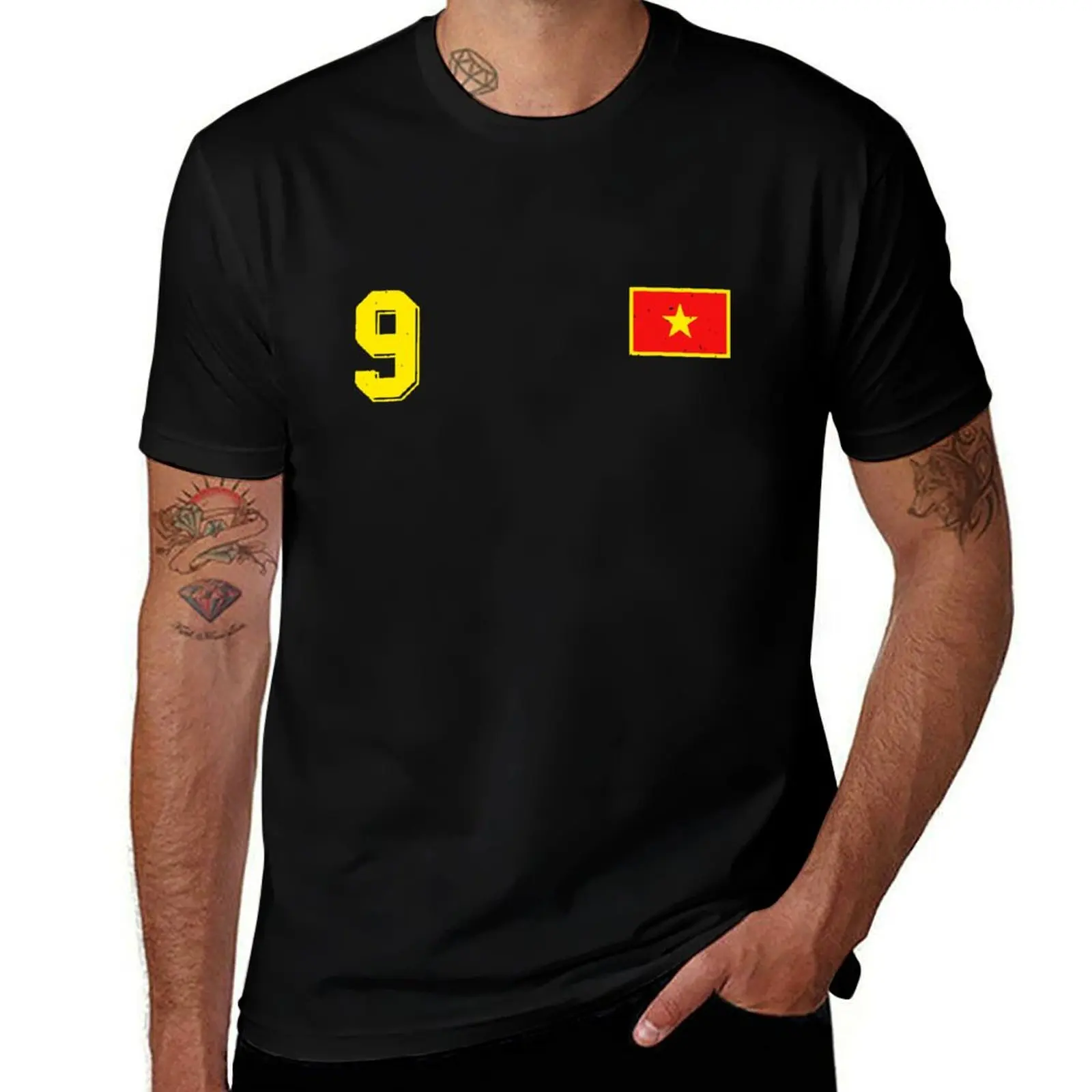 Family Matching Outfits Vietnam Flag No.9 Print T‑Shirt Dad Mom Kid Retro Soccer Fan Short Sleeve Unisex Tops