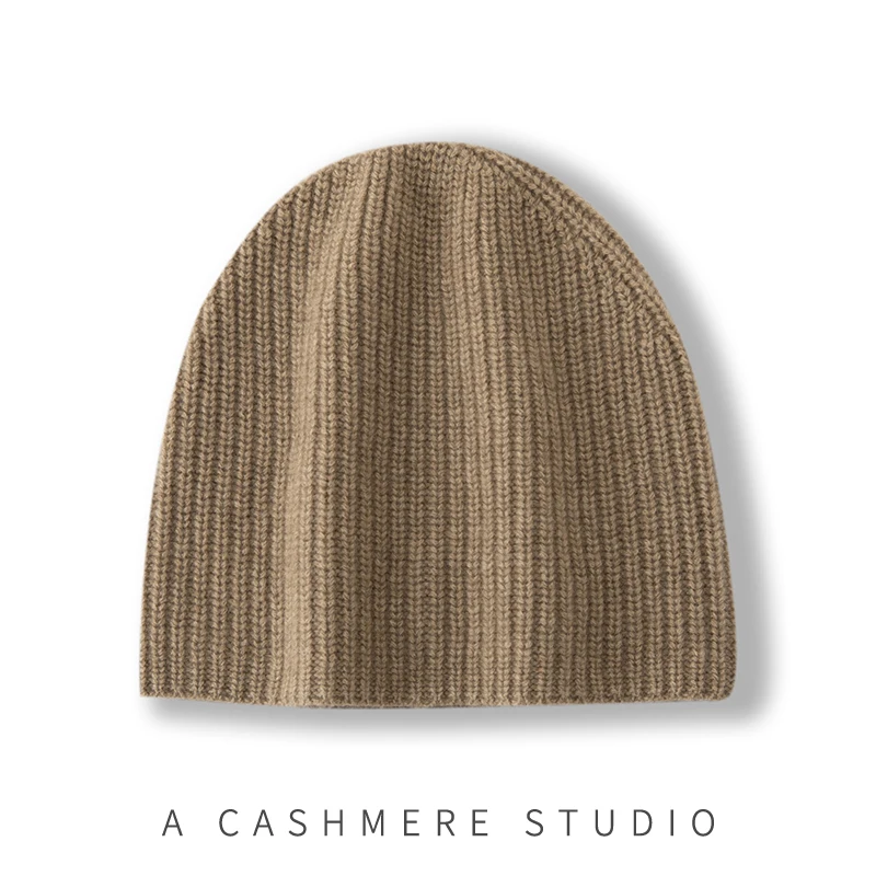 A-Class 100% Pure Cashmere Men's Hat, Winter Thick Knitted Yarn Hat, Casual Warm Head Cap, Korean Version Versatile Soft Hat