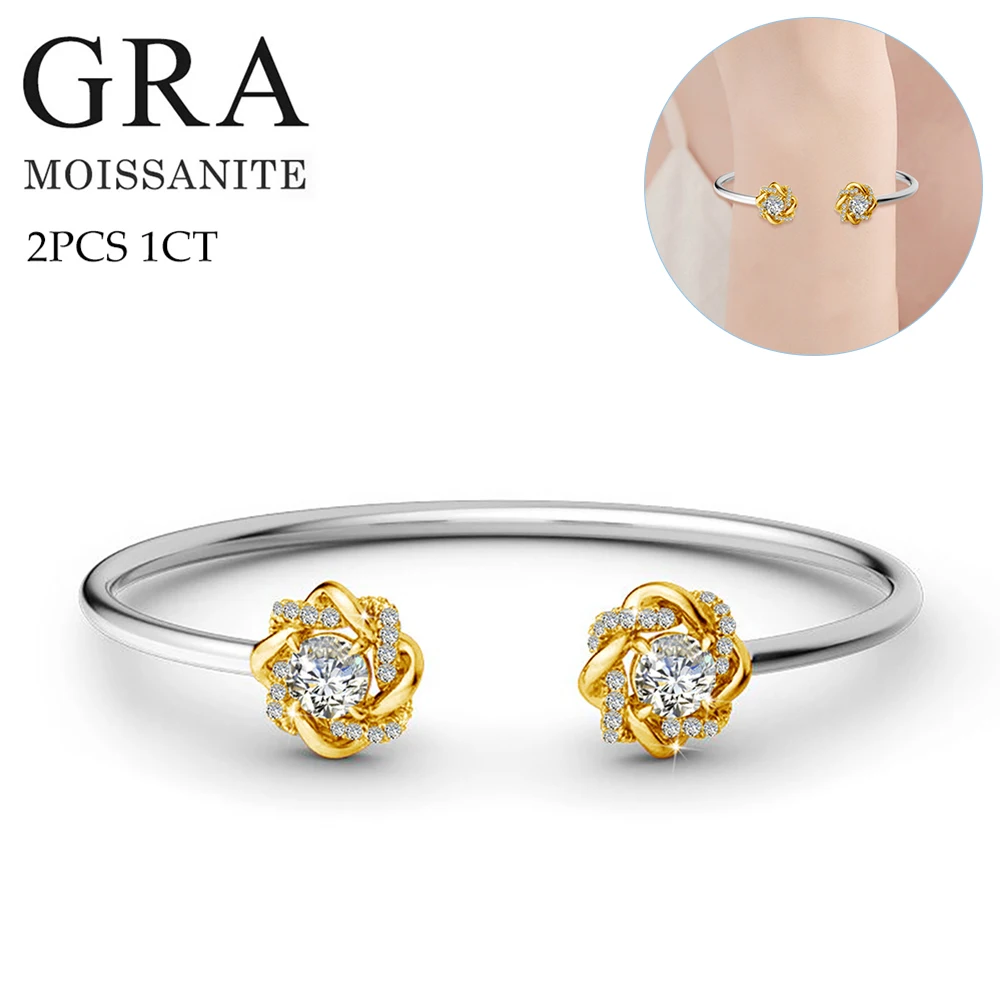 Original Moissanite Diamant Schmuck Sets für Frauen mit Zertifikat Halskette Ohrringe Armband-Sets 925 Silber Hochzeit Luxus Geschenk