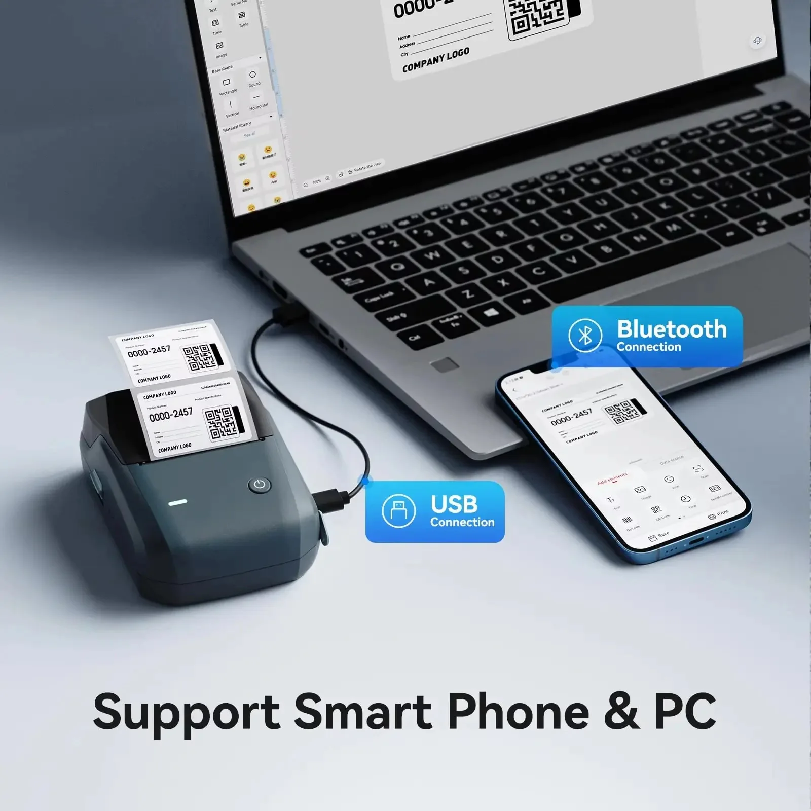 NIIMBOT B1 Bluetooth Thermal Label Printer Portable Inkless Label Maker Barcode Sticker Machine with 1 Roll 40*30mm Labels