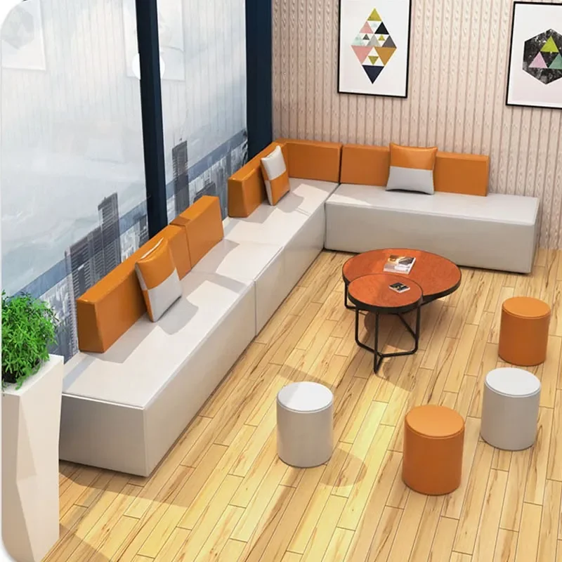 for Modern Simple Hotel Business Reception Corner Sofa with Coffee Table Combination for Training Institution Meeting Guests