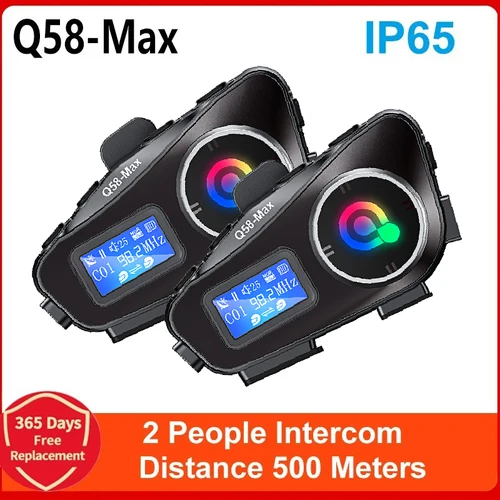 Q58 Max casco de motocicleta intercomunicador Bluetooth IP65 intercomunicador impermeable distancia 500 metros multiescena compartido de música mixta