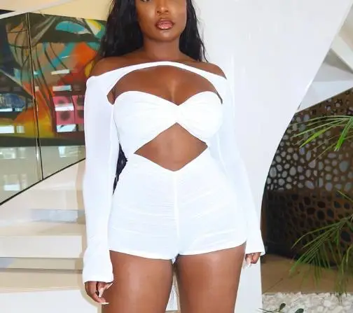 

Летний комбинезон без бретелек без бретелек с одним вырезом, плиссированный комбинезон с открытым пупком, модный женский сексуальный комбинезон