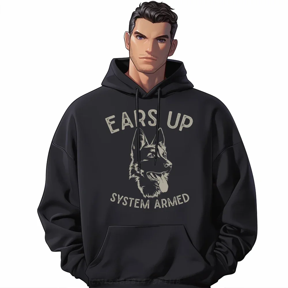 Ears Up System Armed Dog Lover Animal German Shepherd Camisas Basicas Hombre Shirts For Men