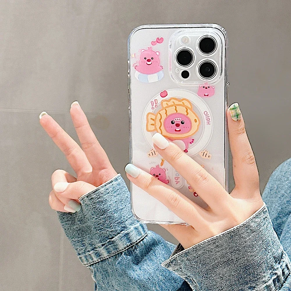 Cute Cartoon L-Loopy Magsafe Magnetic Phone Case for Samsung Galaxy S24 S23 S22 S21 S20 FE Plus Ultra 5G Soft Clear Tpu Cover