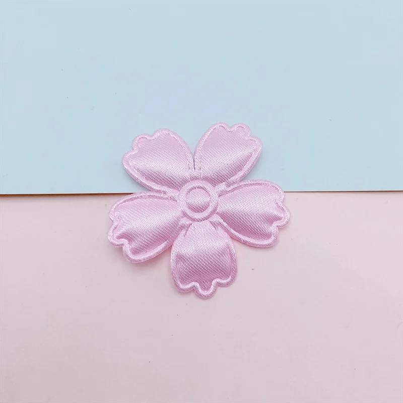 100Pcs 3,5 CM Stoff Blume Gepolsterte Appliques Nähen auf Patches Kleidung Hüte Haarnadel Ornament Zubehör DIY Handwerk Verlegenheit – Detail 12