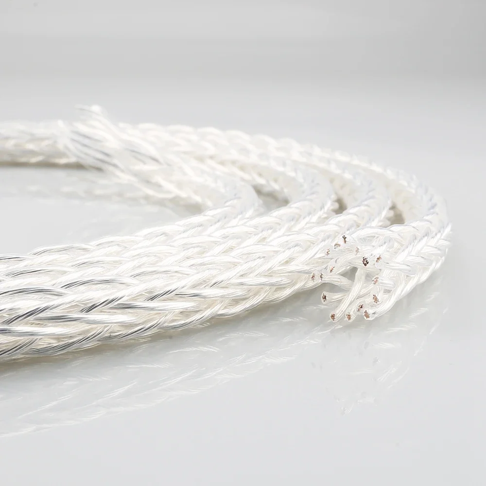 New 1meter Braid 8AG High Purity Silver Plated OCC Speaker Cable 16 Strands Audio speaker Wire HIFI DIY