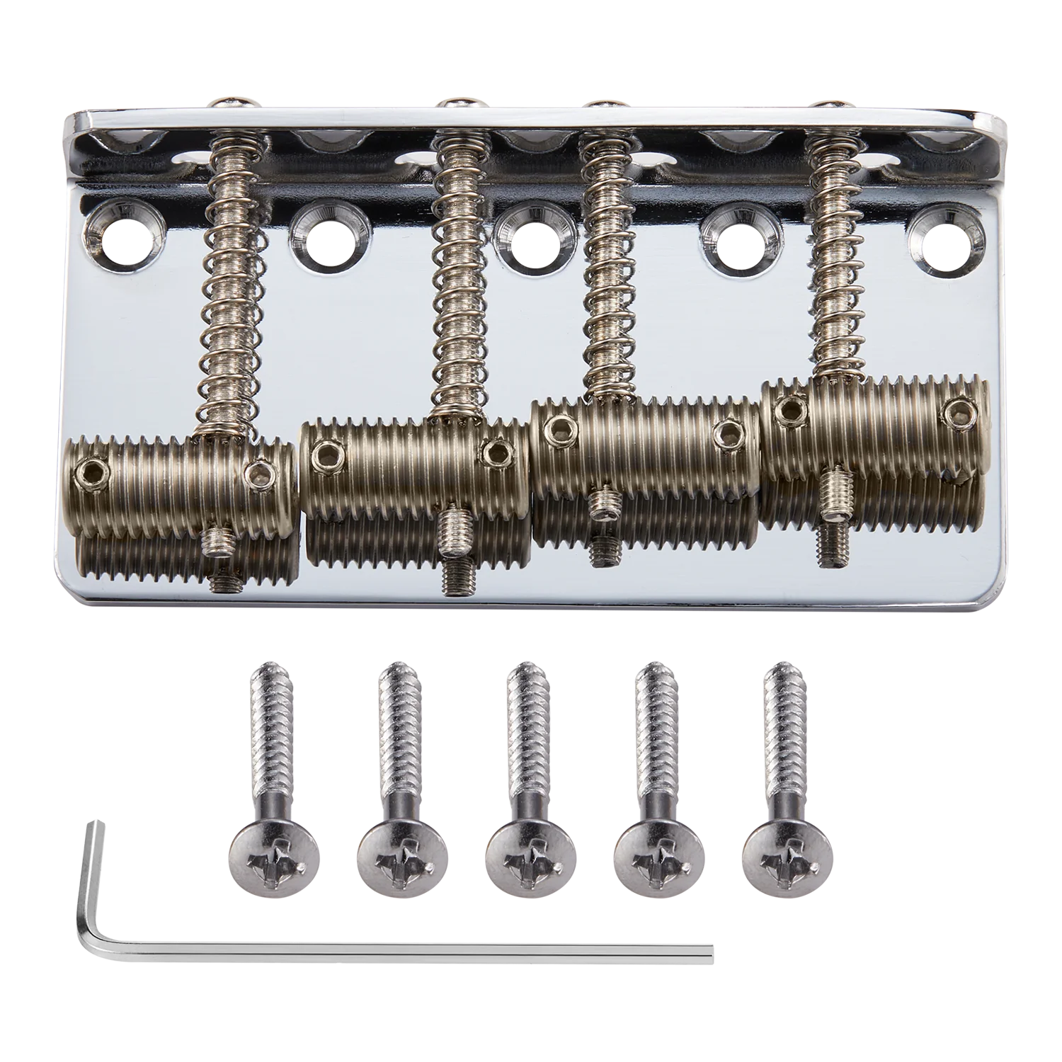 KAISH 4 String Vintage Style Bass Guitar Bridge Assembly with Threaded Saddles for Fender Jazz J Bass JB/Precision P Bass PB