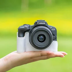 R50 skórzane etui na aparat cyfrowy fotograficzny Prawdziwa skórzana torba na aparat fotograficzny wykonana ręcznie Prawdziwa skóra w stylu retro Ochronna dla Canon EOS R50