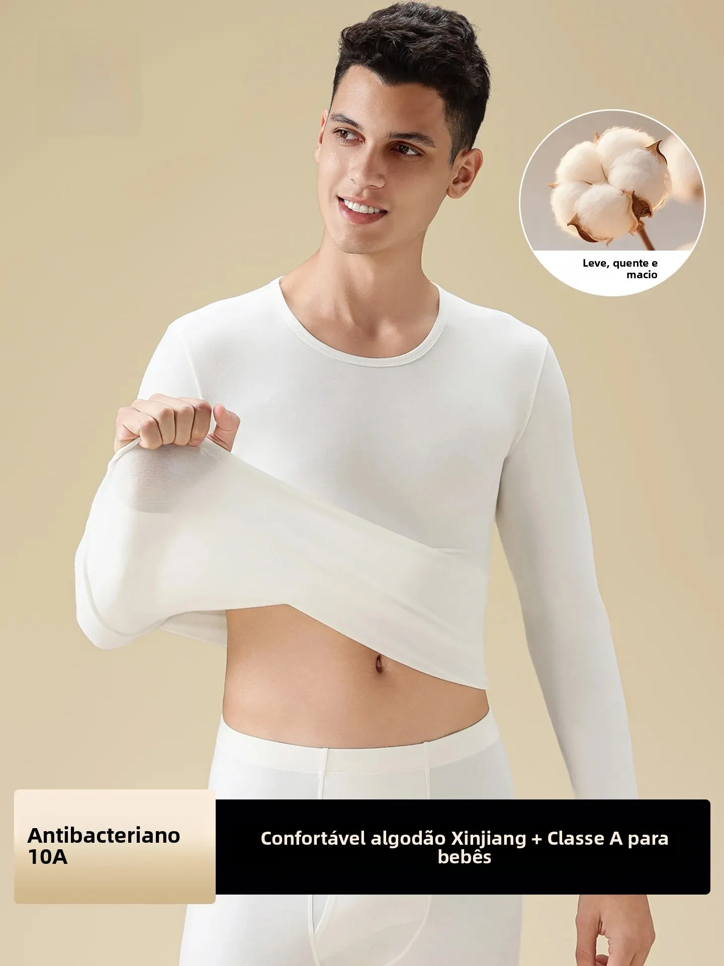 men's-pure-cotton-thermal-underwear-set-thin-warm-base-layer-pants-long-sleeve-round-neck-single-layer-cotton-fleece-garment