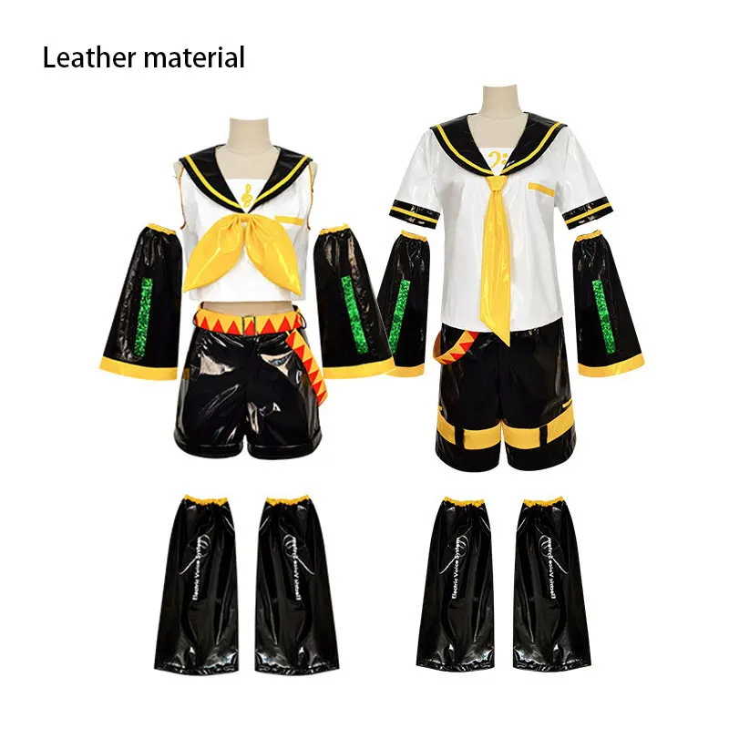Patent Leather Sailor Uniform Cosplay Costume Set for Teens & Adults, Twin Style School Outfit for Halloween Stage Performance