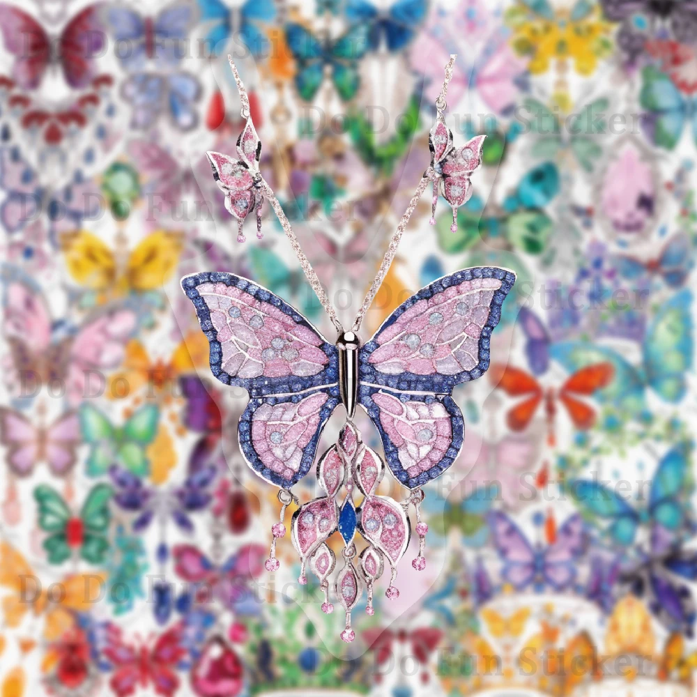 50 قطع جميلة فراشة كريستال مجوهرات الحيوانات الأليفة ملصقات الفن فراشة قلادة أقراط بروش قلادة DIY كوب ماء الغيتار الهاتف