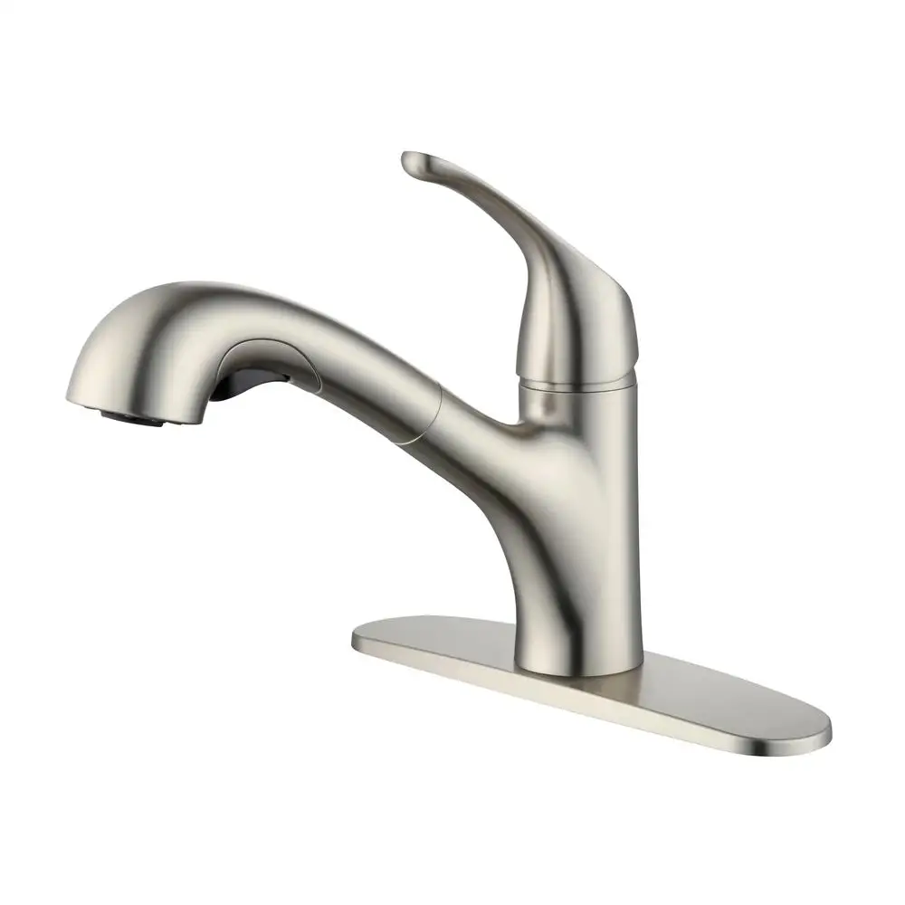 Pull Out Kitchen Faucet in Satin Nickel