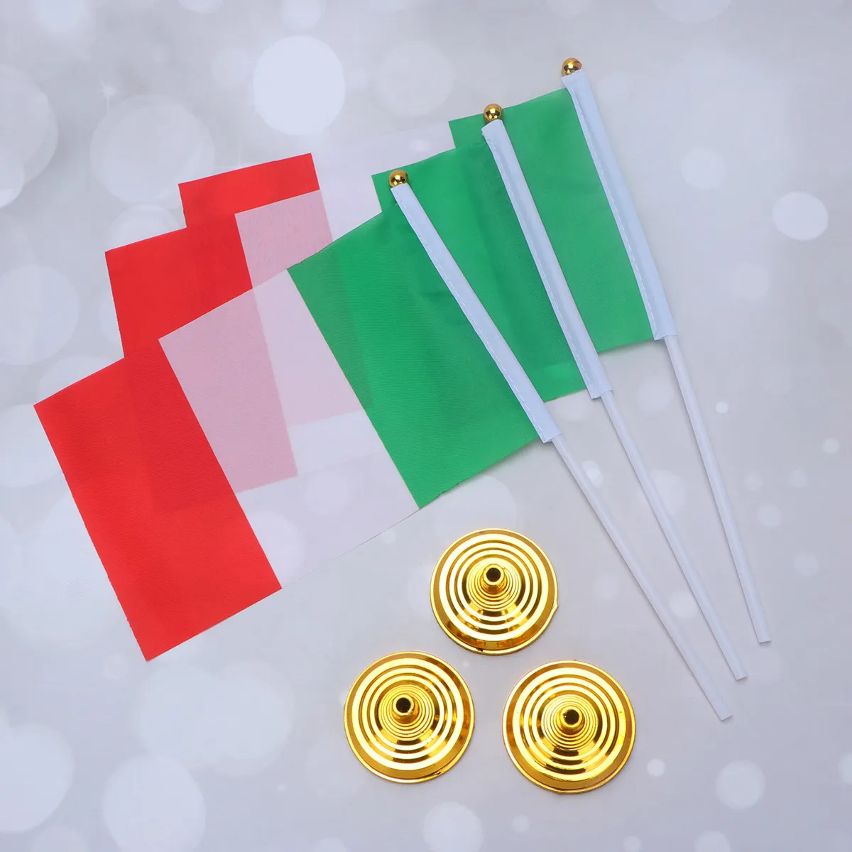 12Pcs Italy Desktop Flag with Stable Base Polyester Plastic Tabletop Flag for Home Office Decor Party Festival National Day