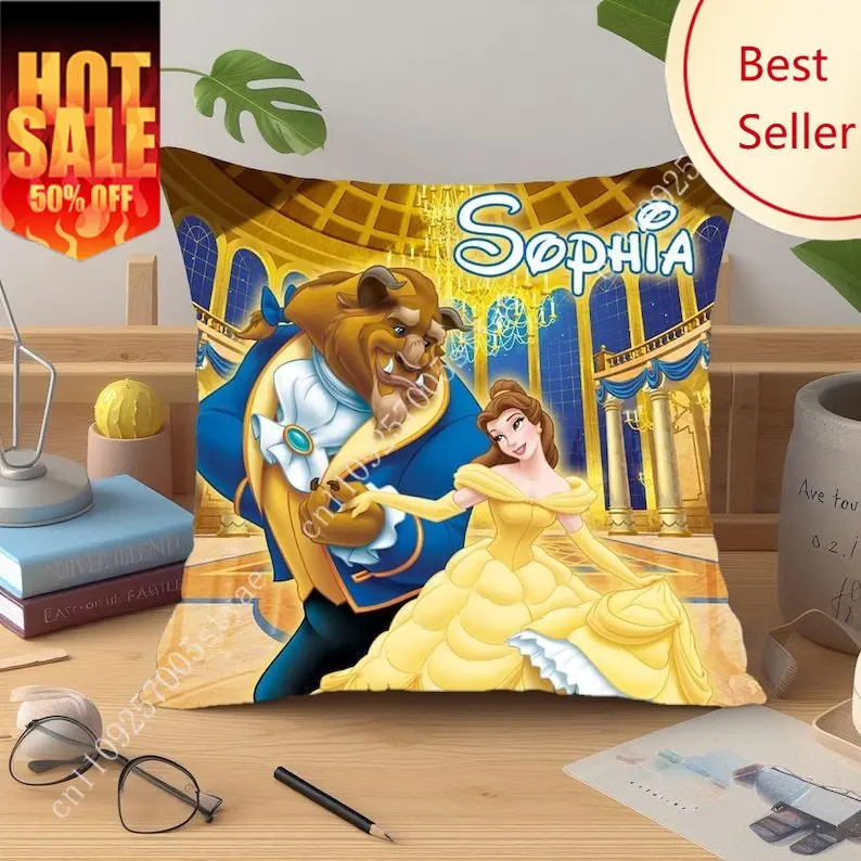 الجمال والوحش المخدة ديزني الكرتون كيس وسادة لينة أريكة سرير الطفل عطلة حفلة صبي فتاة الهدايا غطاء وسادة مخصص #1