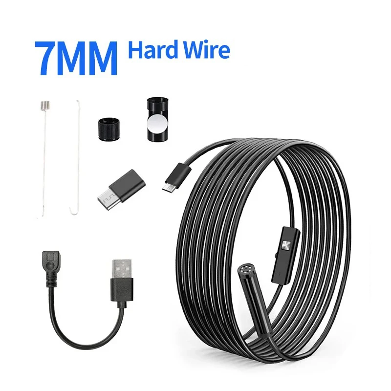 7mm  Android Endoscope Camera USB/Microusb/Type C Borescope Mini Camera LED Car Inspection For Android PC