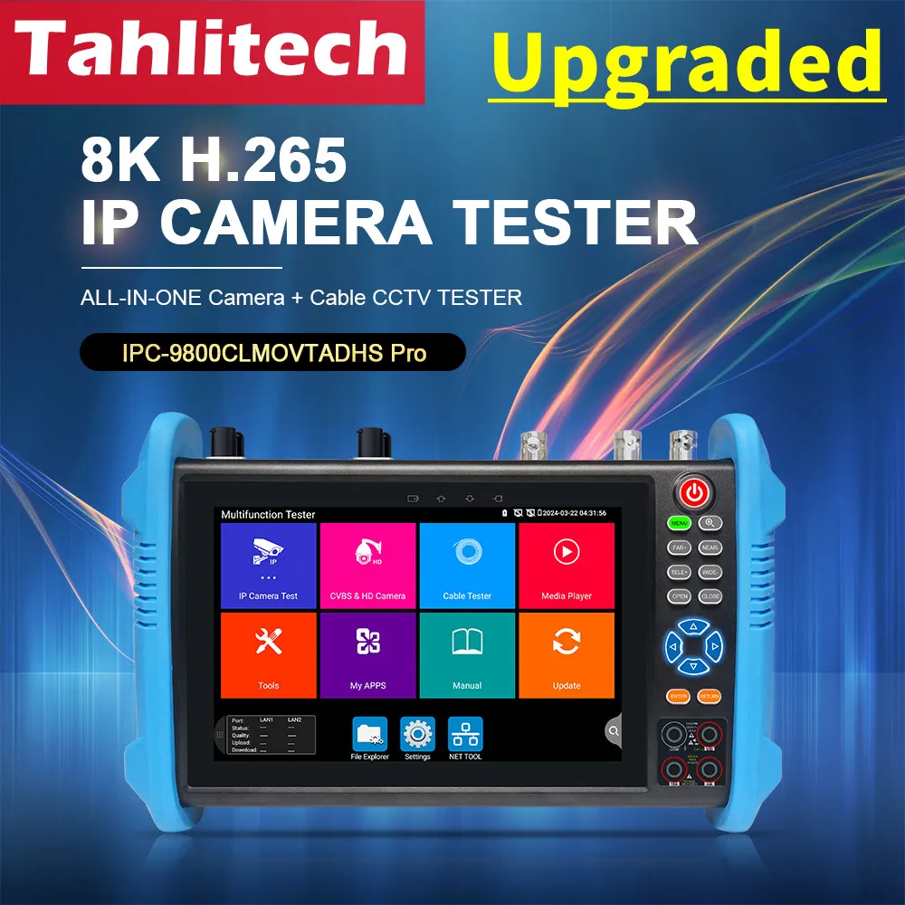 Newly Upgrade POE++90W IPC-9800CLMOVTADHS 8MP HD AHD TVI CVI SDI IP Tester 8K Video Display Tester Monitor