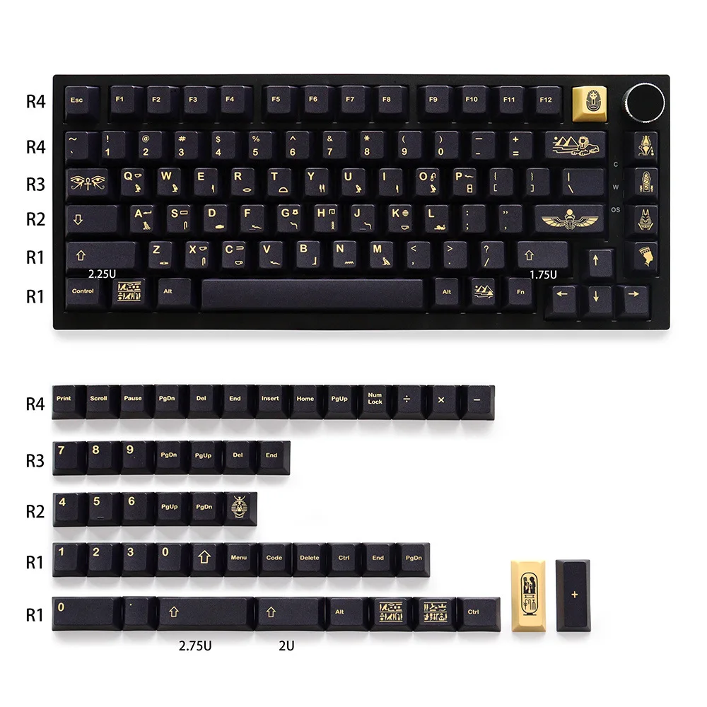 Pharaoh keycaps Original height PBT material Hot sublimation 129 key keycaps