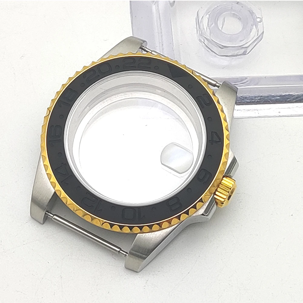 Gold plated case, 40 mm men's mechanical case, water resistant, date, 38 mm bezel, men's business watch case accessories