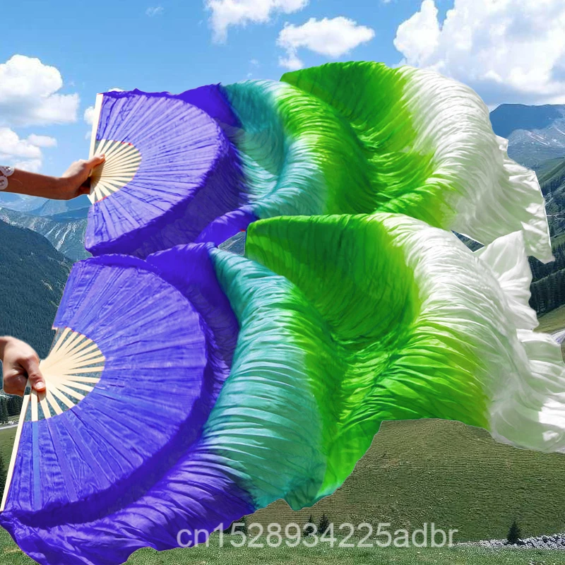 

Belly Dance Fan 100% Real Silk Belly Dance Accessory Handmade Dyed Silk Dance Veil 1 Pair High Quality Silk Fans Dance performan