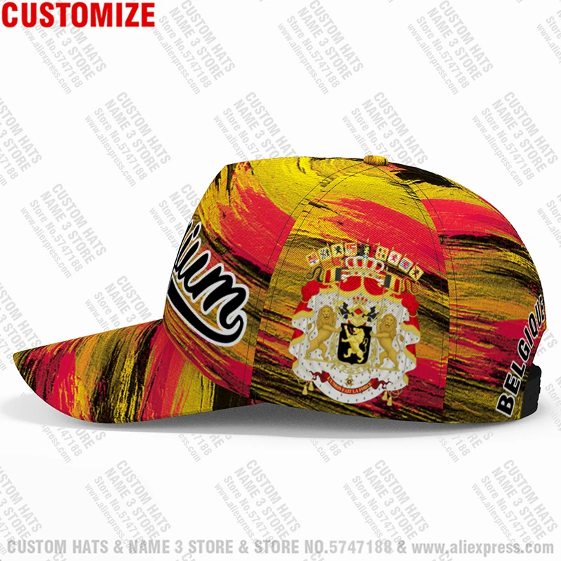 Belgium Youth Student Diy Free Custom Name Number Photo Bel Belgique Belgien Hat Be French Belgie Print Nation Flag Baseball Cap