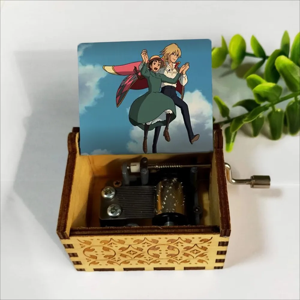 Howl Castle Merry Go Round of Life صندوق موسيقي خشبي مكرنك يدويًا لتزيين الهالوين هدية عيد ميلاد وعيد الأم #3