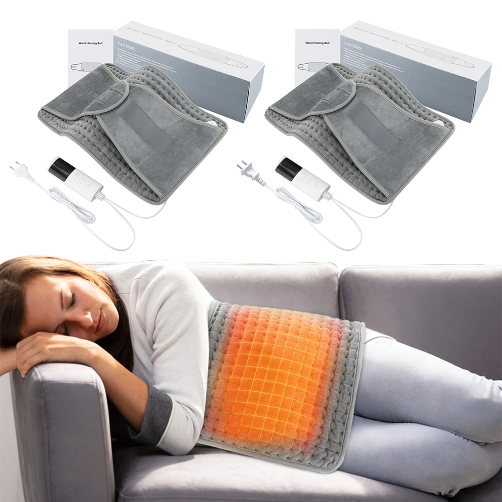 Electric Heating Waist Belt with 4 Timer Warm Thermal Pad Auto Shut Off Waist Back Warmer Blanket for Lower Back Period Stomach