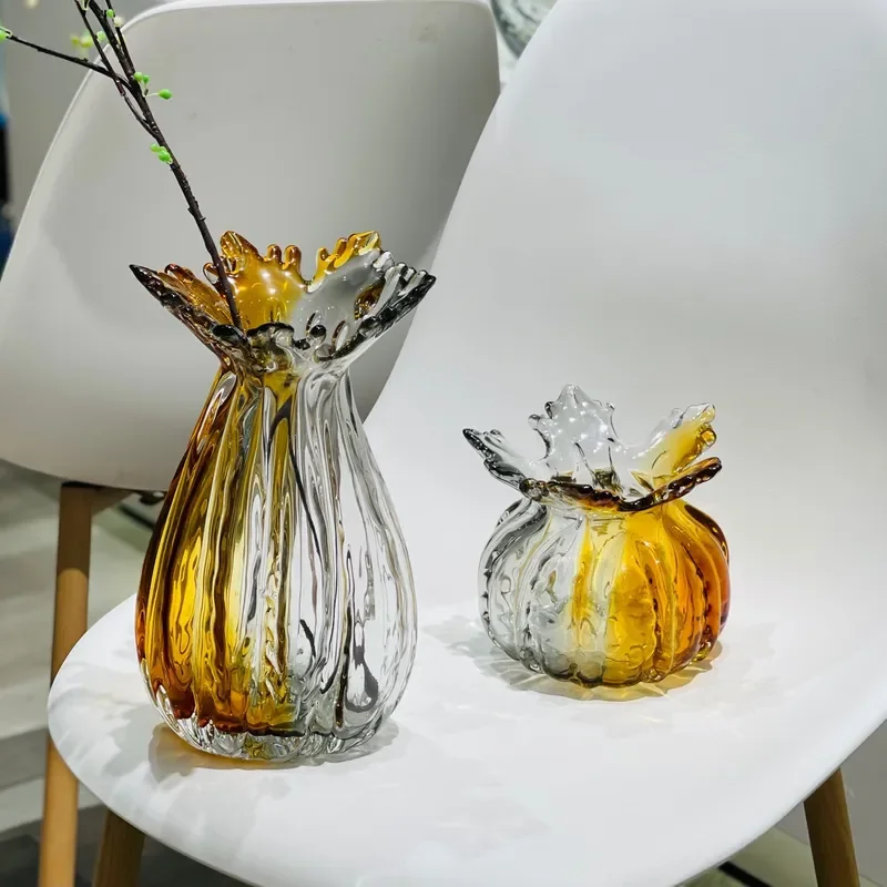 Modern Glass Vase for Hydroponic Flowers Luxury Home Decor Desktop Ornament Living Room Simulation Arrangement Centerpiece
