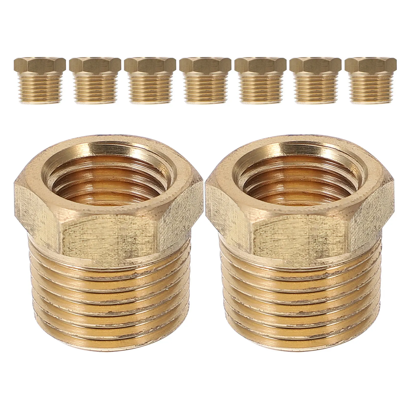 9Pcs Brass Npt Adapter 1 4 Inch Male to 1 8 Inch Female Hex Pipe Reducer for Leakproof Plumbing Hydraulic Connections view 4
