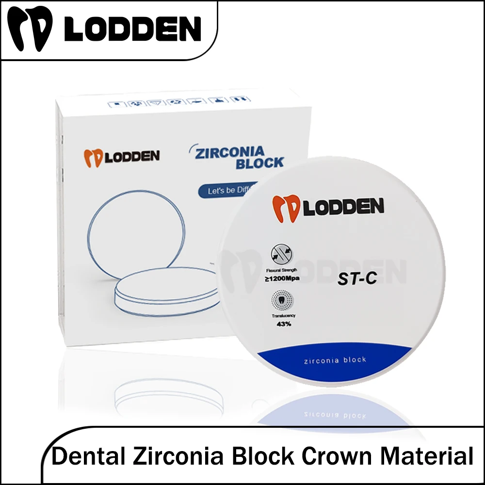 Lodden 98x10mm Color Zirconia Blocks Posterior Anterior Crown 5-7 Unit Bridges Full Arch Lab CAD CAM Dental Prosthetic Materials