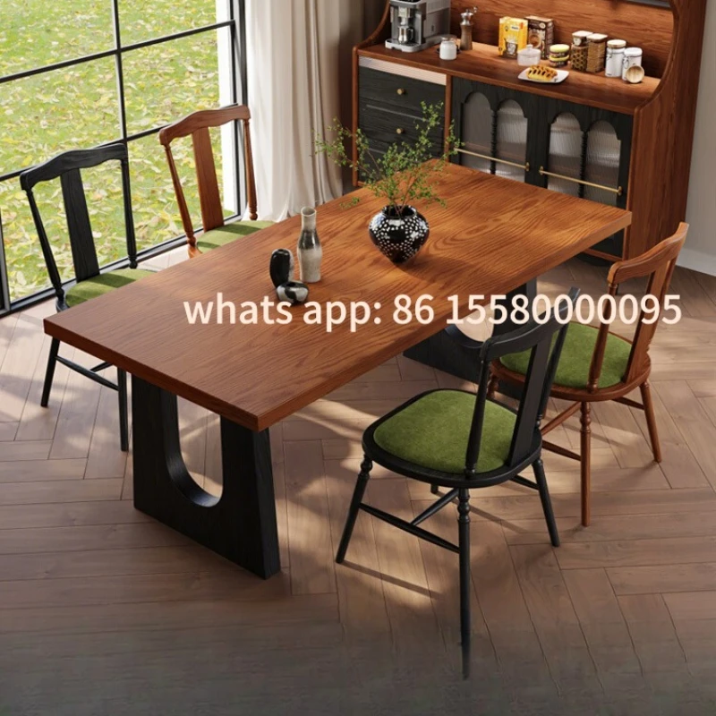 

Customizable rectangular solid wood dining table and chair combination
