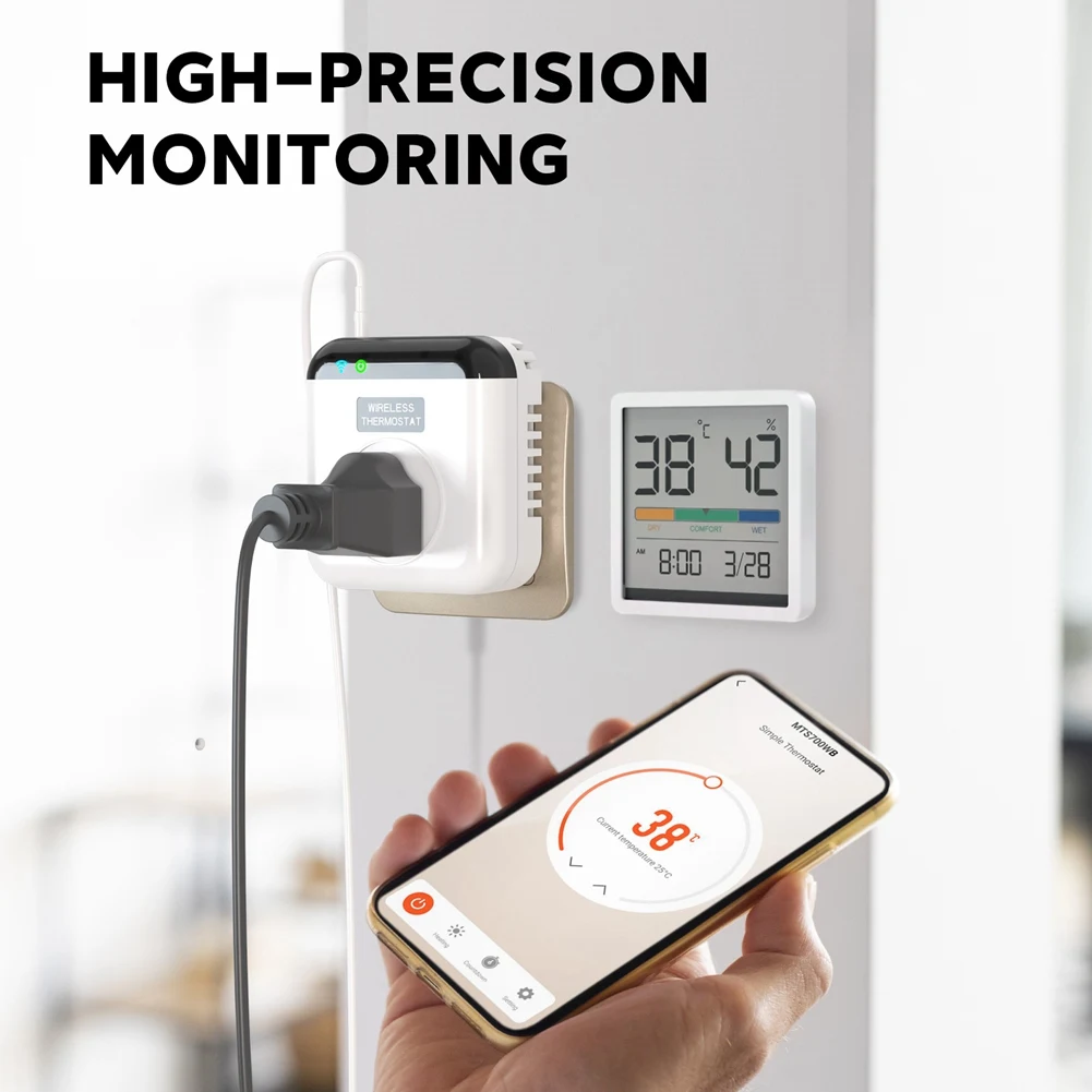 WiFi Inteligente Soquete Termostático Controlador de Temperatura, programável para SmartLife, Alexa, Google Assistente, Plug UE