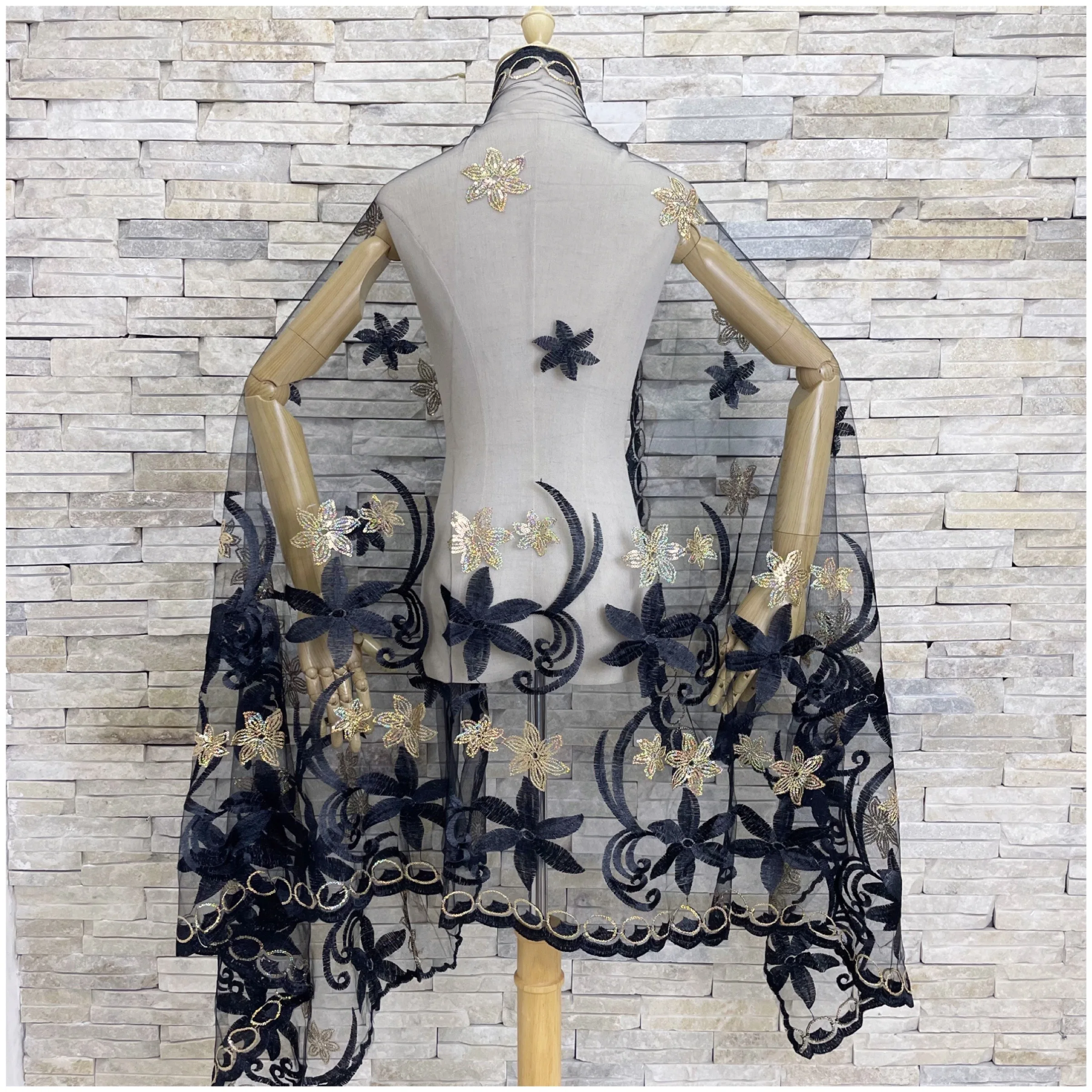 2022African Muslim Scarf Turban Women Net Scarfs Islamic Hijab Pashmina Sequin Embroider Ramadan Dubai Headband for Lady