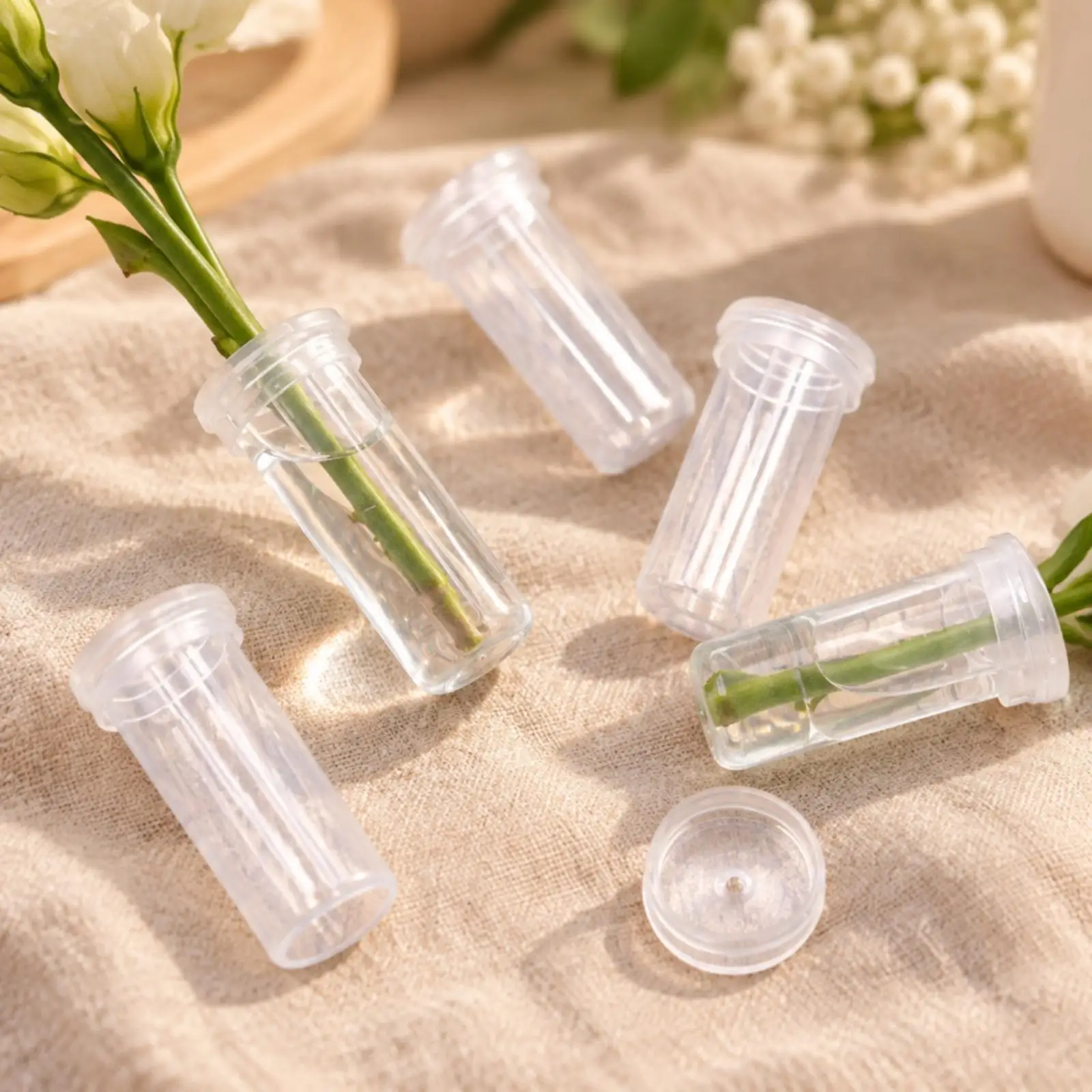 Flower Hydration Tube with Lid for Bouquet Making Freshness Preservation Plastic Clear 7ml