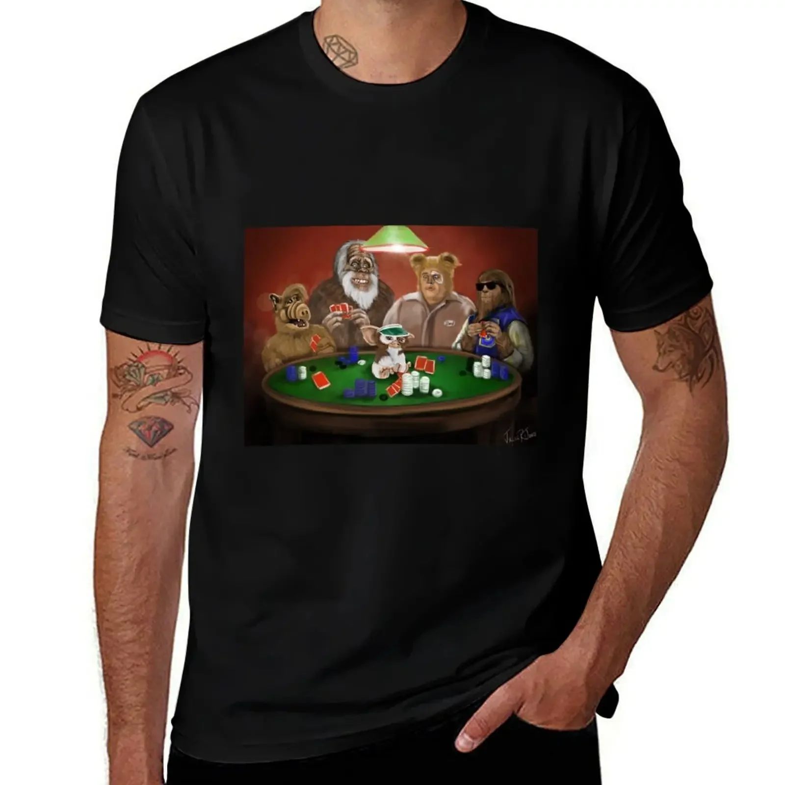 1980s Blast from the Past Poker - Alf, Harry, Barf, Teenwolf, Gizmo T-Shirt clothes boys whites oversized t shirt men