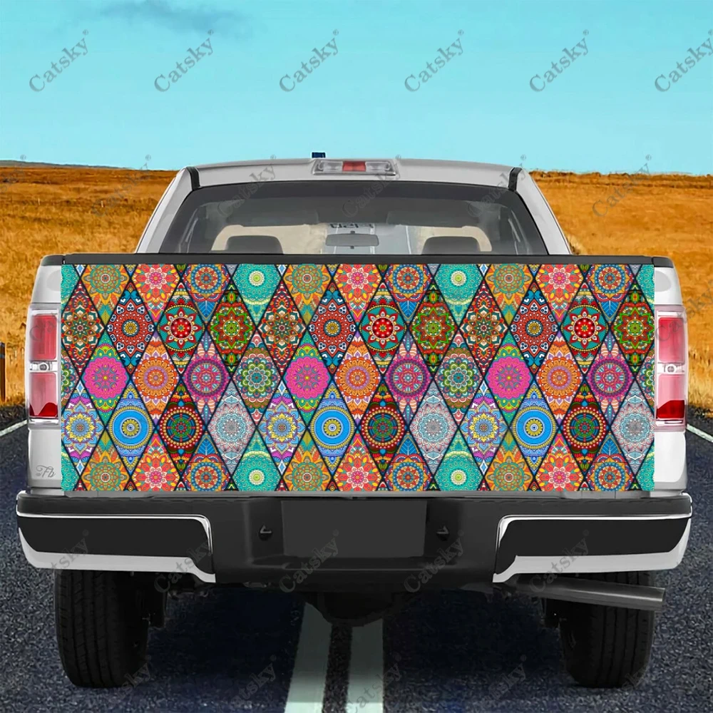 Squares Ornament Texture Truck Decals Truck Tailgate Decal Sticker Wrap , Bumper Stickers Graphics for Car Trucks SUV