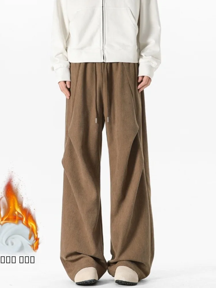 

Мужские зимние брюки из вельвета на флисовой подкладке, прямого кроя, в стиле ретро, американские, повседневные, длинные брюки-клеш