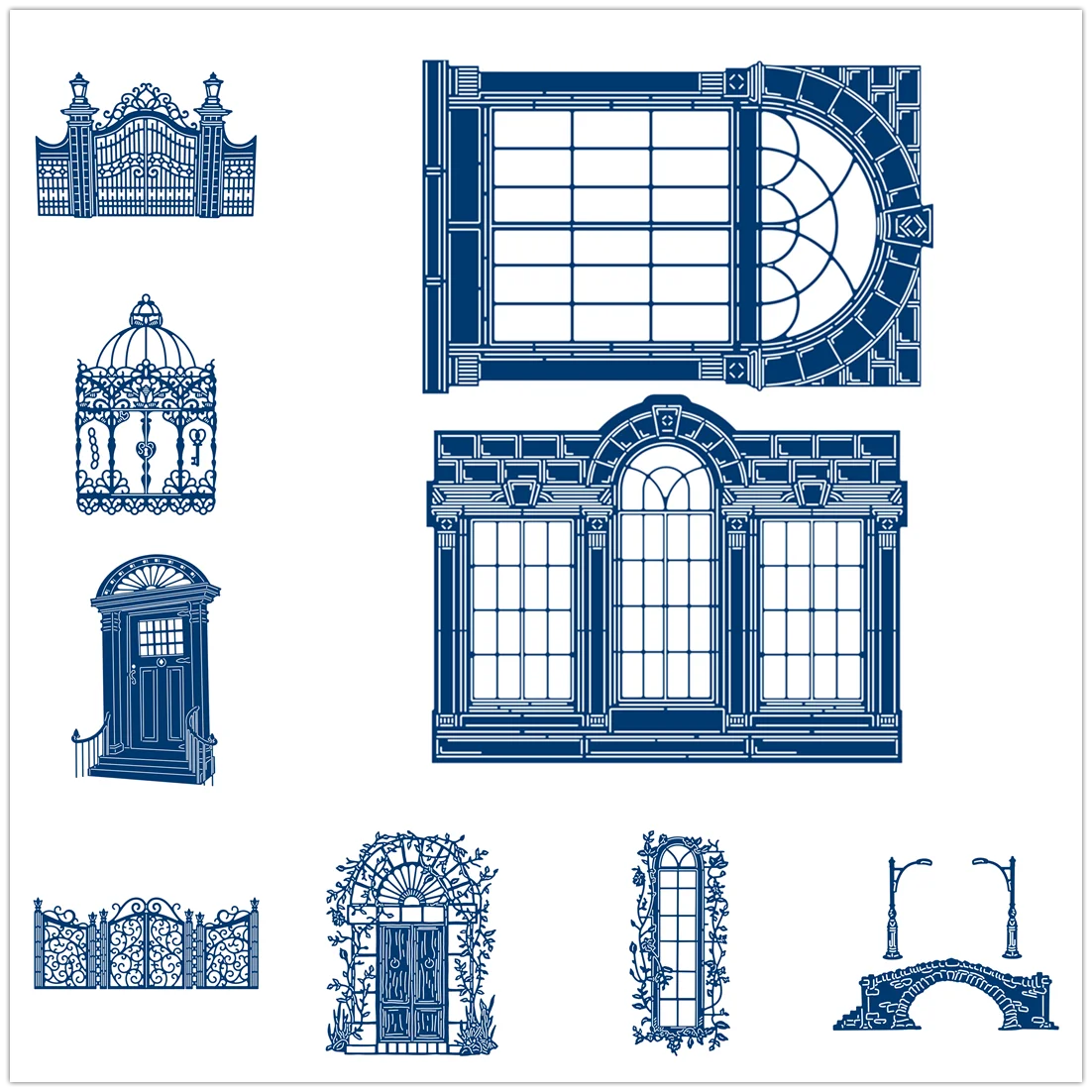 House Door Garden Window Metal Cutting Dies Fairy Tales Lace Mushroom Bird Family Flower Scrapbooking Card Craft No Stamps