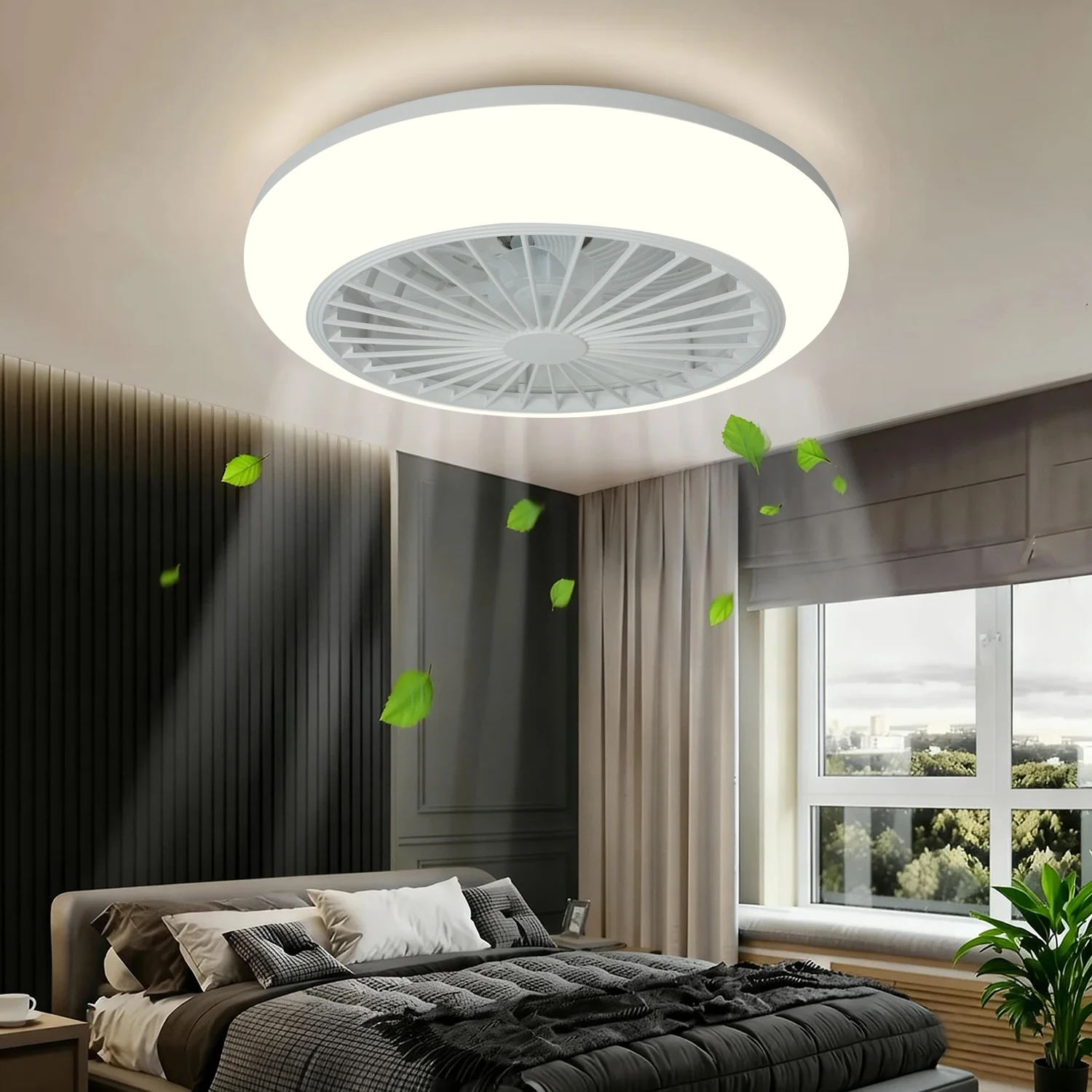 LED Ceiling Fan Ceiling Light, Suitable for Room and Living Room Decoration, Household Silent Remote Control Dimming Ceiling Fan
