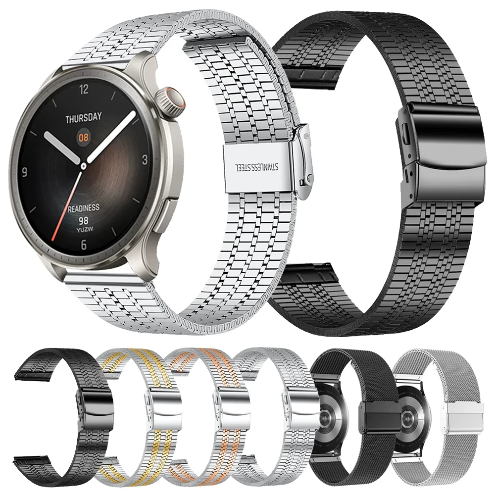Metall-Edelstahlarmband für Huami Amazfit BALANCE Armband für Bip 5 GTR 4 GTR3 Pro GTS/Mi Watch S3 S2 S1 Pro 20 22 mm Band