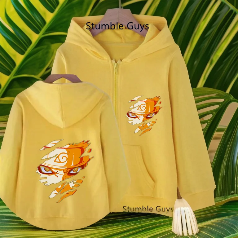 

Fashion Anime Narutos Zipper Hoodie Kids Boys Clothes Autumn Long-sleeved Kakashi Sasuke Hooded Cartoon Sweatshirt Tops
