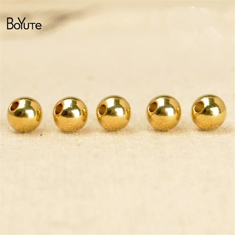 BoYuTe (100 Pieces/Lot) 2-2.5-3-4-5-6MM Round Metal Brass Solid Spacer Beads For Jewelry Making DIY Accessories Wholesale