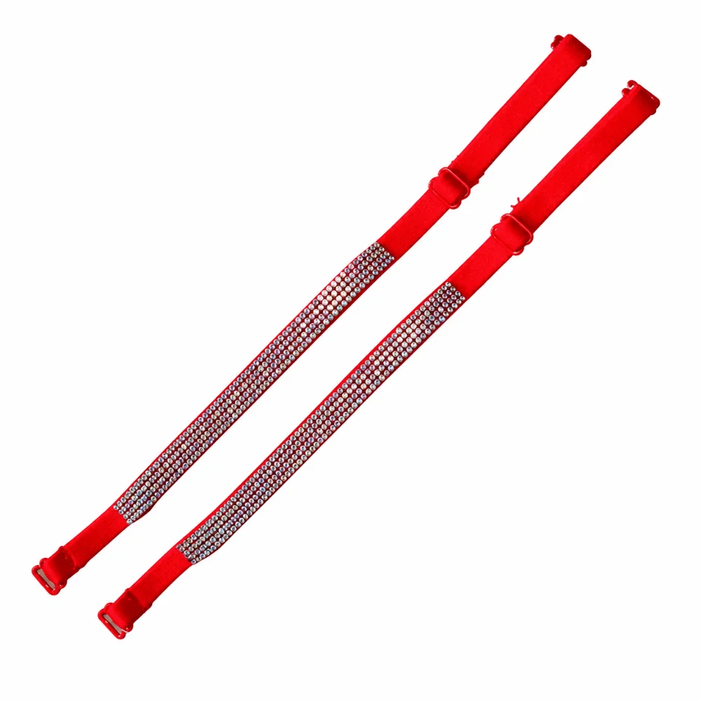 1 Pair Sparkling Rhinestone Bra Straps Replacement High Stretch Fabric Crossbody Strap Halter Neck Bra Straps