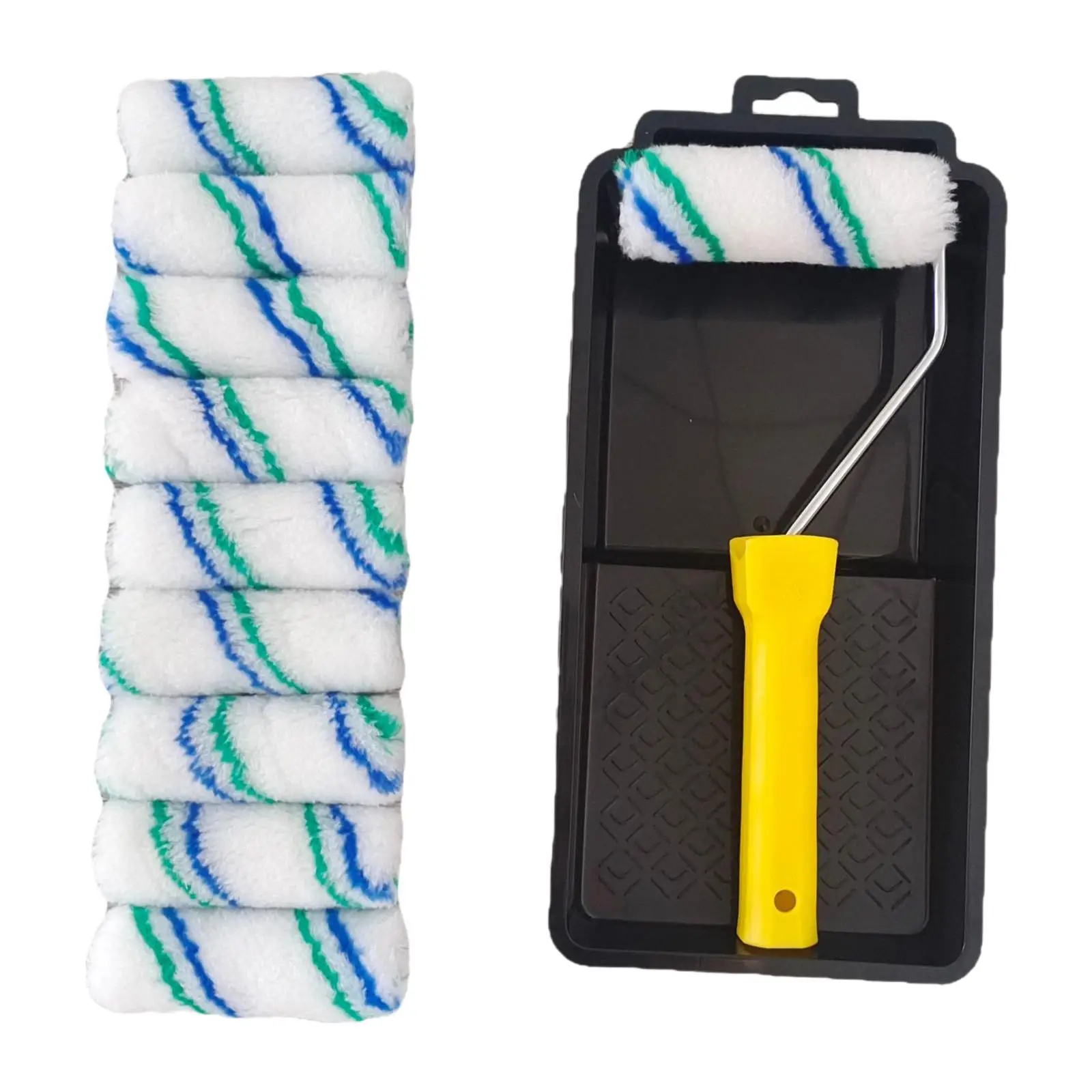 4" Paint Roller Brush with Tray Kit Replacement Multifunctional for Painting