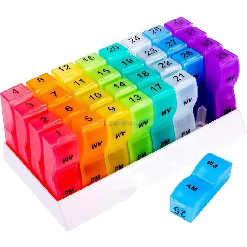 

32 Slots Maandelijkse Pill Organizer Box Tablet Houder Geneeskunde Container Organizer Case Reizen Dagelijkse Pil Opbergdoos