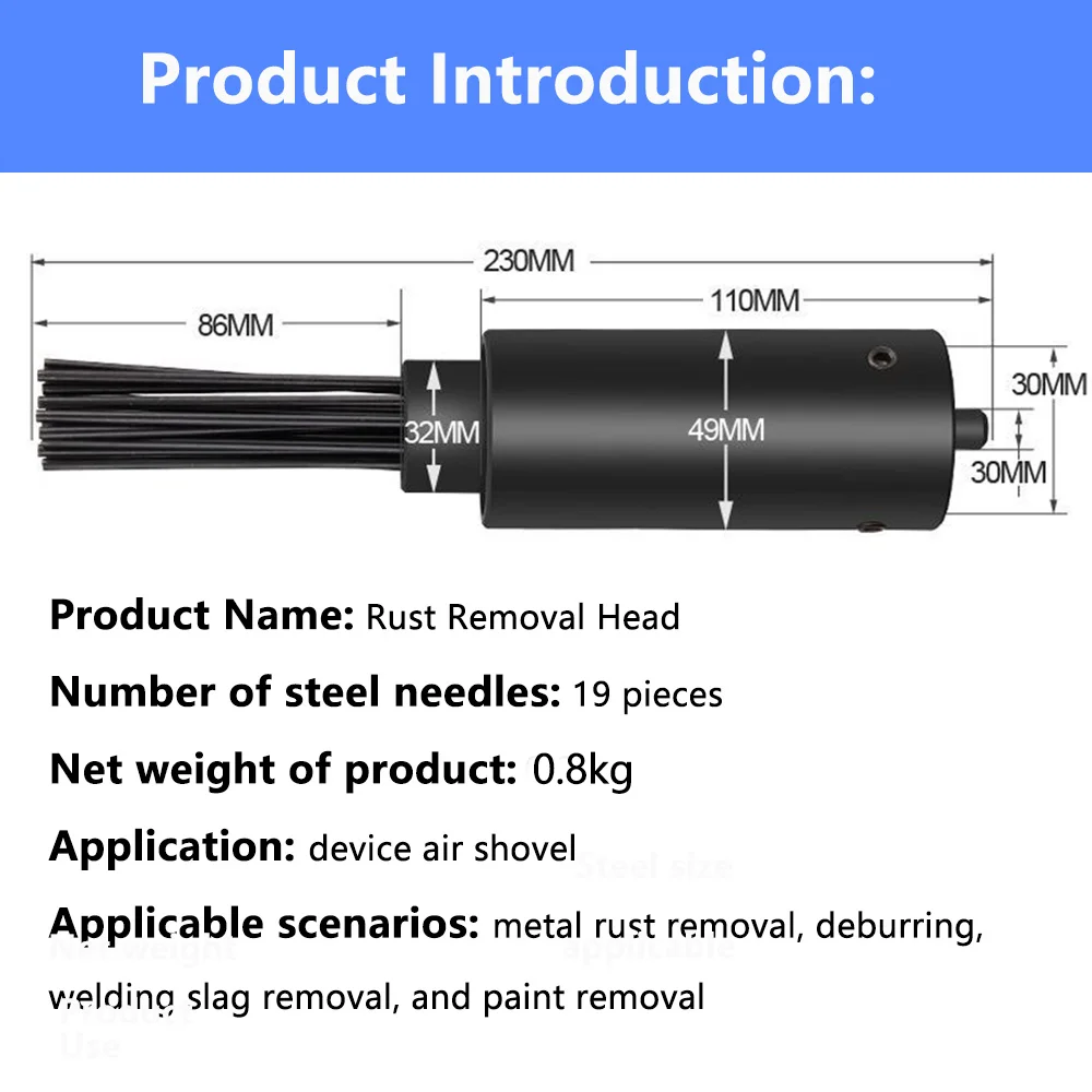19 Pins Air Descaler Needle Tool Kit Fits Air Chisel Hammer Removes Paint And Rust Scaler Slag Cleaner Derusting Polishing Tool