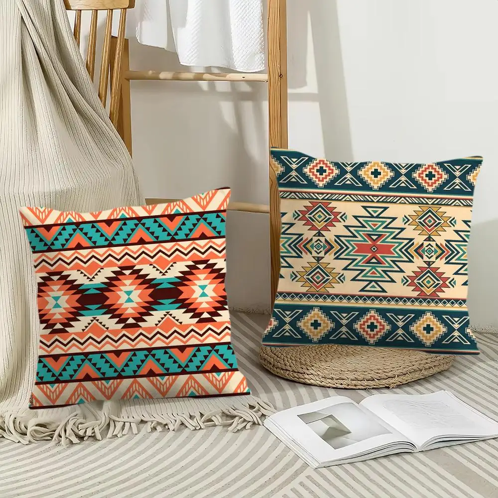Fashion Bohemia Painting Cushion Cover Soft Plush Throw Pillow Cover Double-Sided Decorative Cushion Case Bedroom Home Decor
