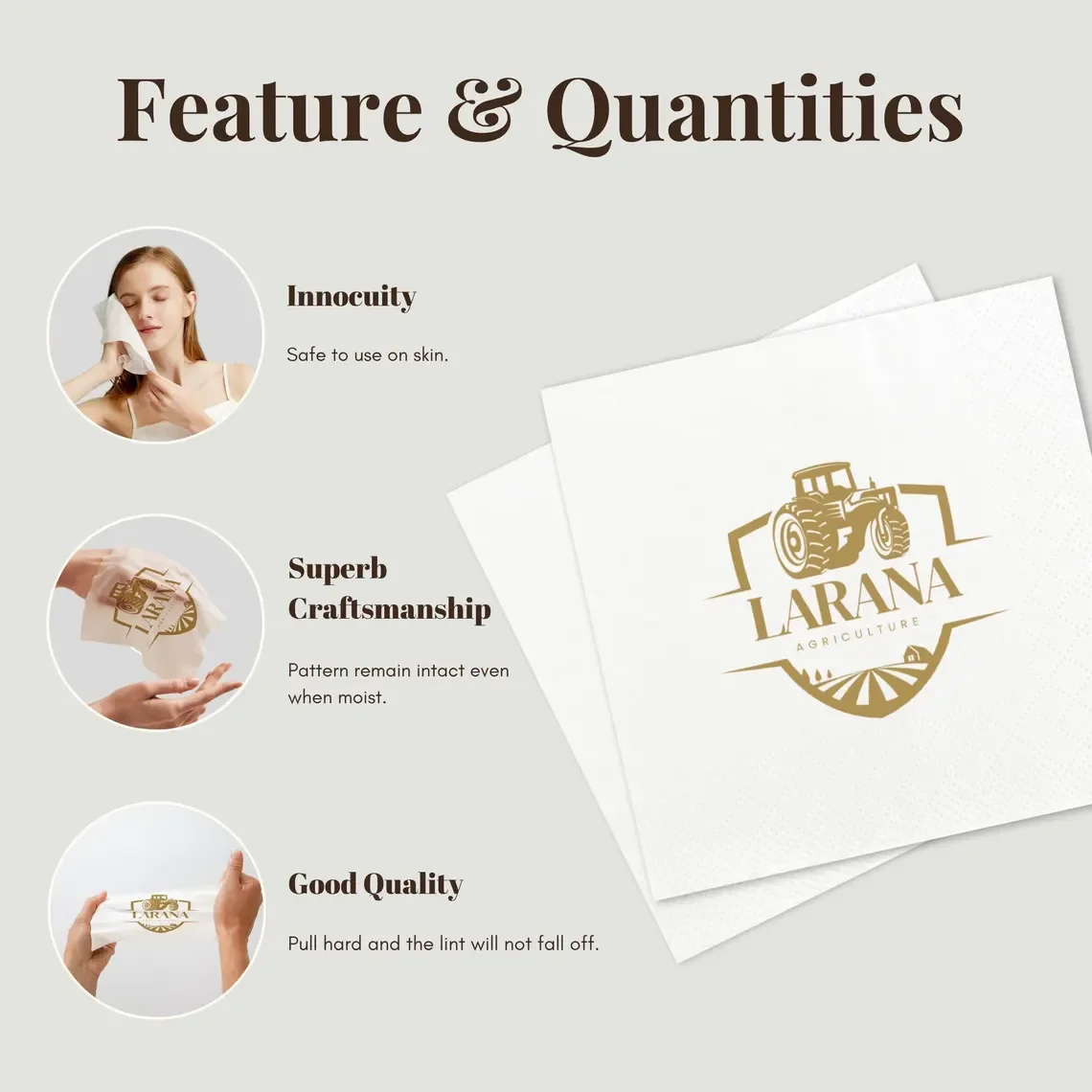 Personalisierte Papierservietten mit Ihrem Design für Hochzeiten, Cocktailpartys, Babypartys, Geburtstage, Junggesellinnenabschiede und Dekoration. – Detail 3