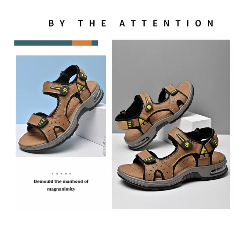 Neue Sommer Echtes Leder Männer Sandalen Mode-Design Atmungsaktive Casual Schuhe Männer Weichen Boden Outdoor Strand Sandalen Große Größe 46 – Detail 13