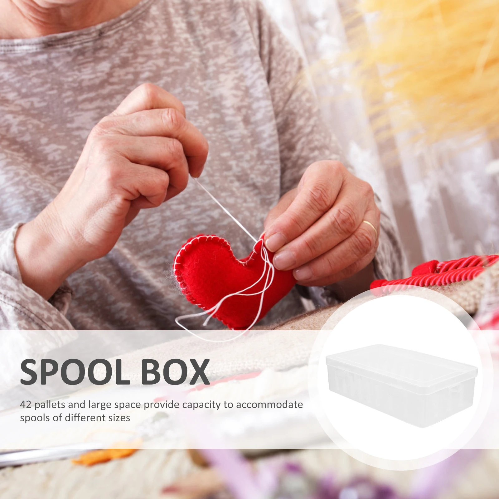 

2Pcs Embroidery Thread Boxes Sewing Storage Containers Plastic Spools 42 Slots Large Capacity Dustproof Clear Window